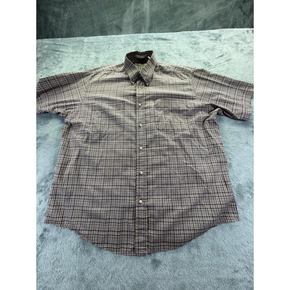 Munsingwear Men's Large Short Sleeve Plaid Button Down Shirt Wrinkle Free Plaid